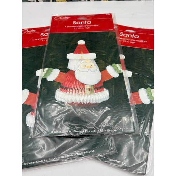 NOS Carleton Cards Honeycomb Santa LOT of 3 - Picture 5 of 5